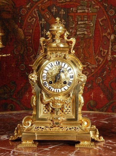 fig 3. ***** SOLD ***** Beautiful Small Ormolu Boudoir Clock Set ~ French - Circa 1880 ~